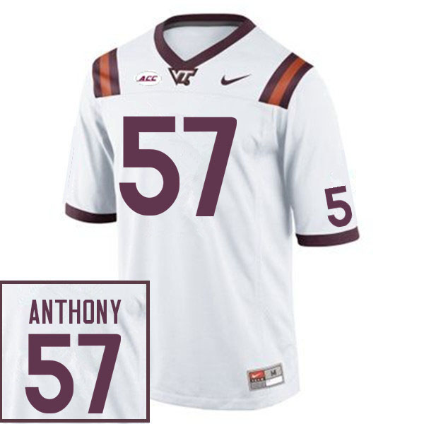 Men #57 Vincenzo Anthony Virginia Tech Hokies College Football Jerseys Sale-White - Click Image to Close